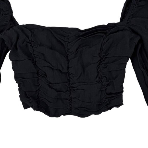 Aritzia Wilfred Lolita Prairie Crop Blouse In Black Size XS - Picture 4 of 6